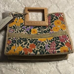Antik Kraft Vibrant Orange and Purple Floral Tote
